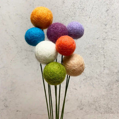 Set of 8 Felted Wool Flower Bouquet, in Spring Florals