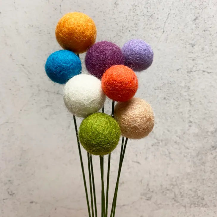Set of 8 Felted Wool Flower Bouquet, in Spring Florals