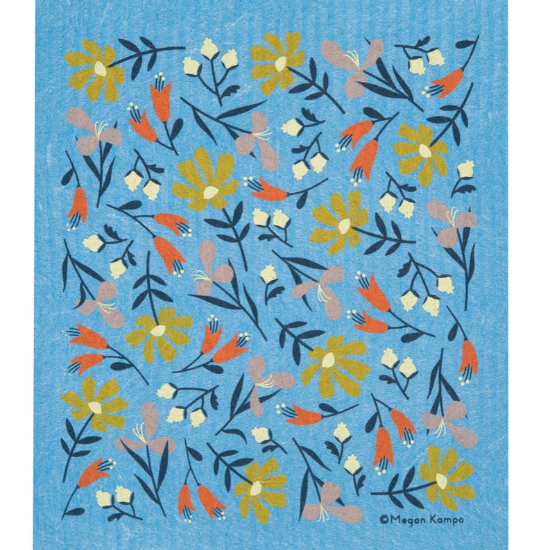 Swedish Dish Cloth, Mayflowers Blue