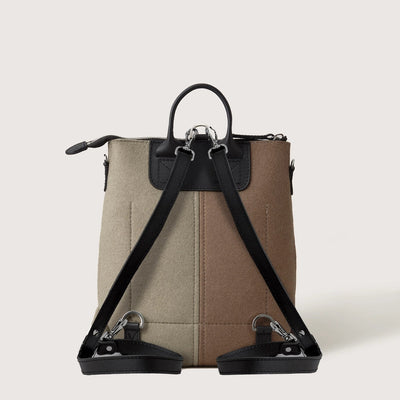 Merino Wool Midi Colorblock Backpack in Cumin/Clay