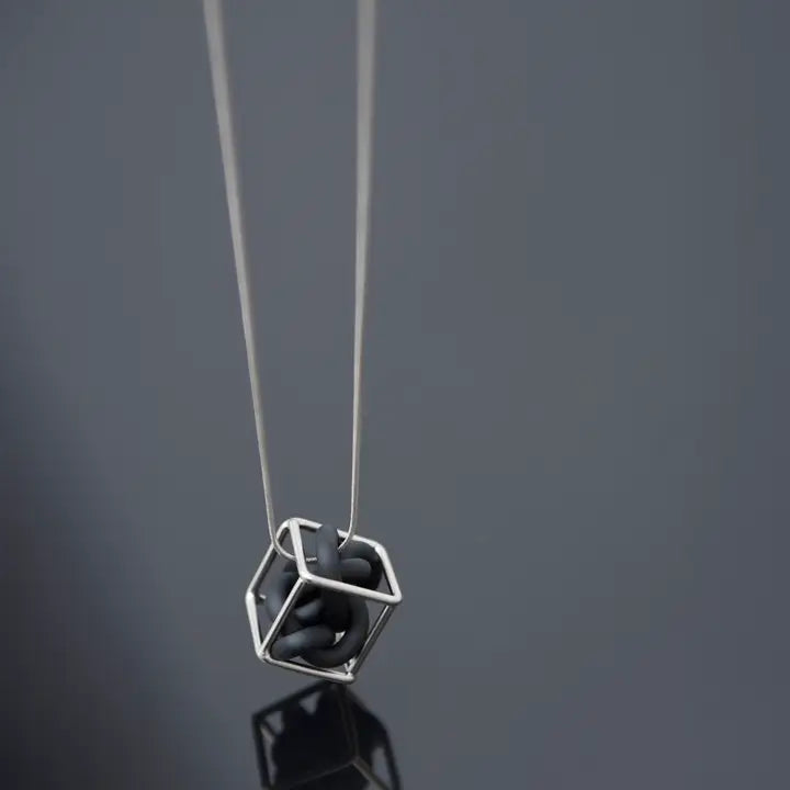 Veer Necklace, Silver Black