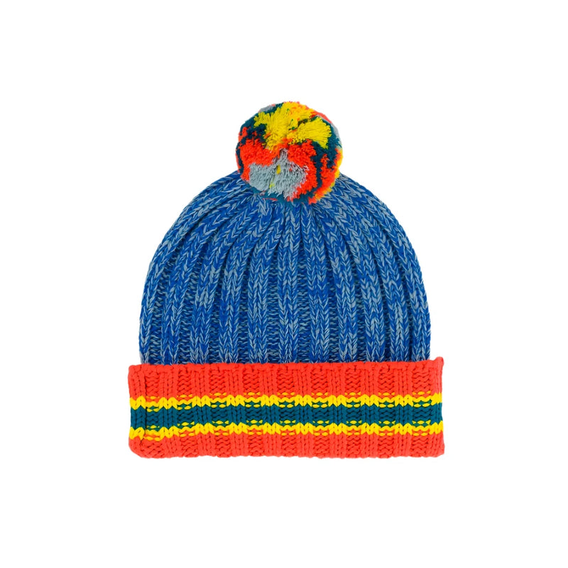 Varsity Pom Beanie in Stone Blue