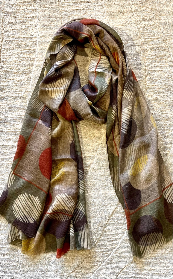 Milan Polka Wool Scarf/Wrap Blue
