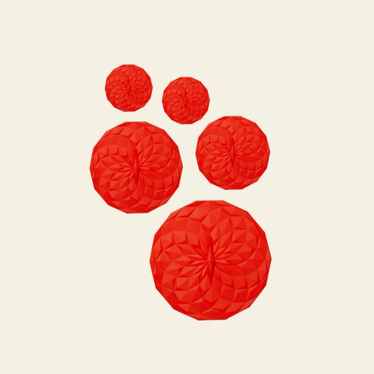 GIR, Round Suction Lid set 5 piece, Red