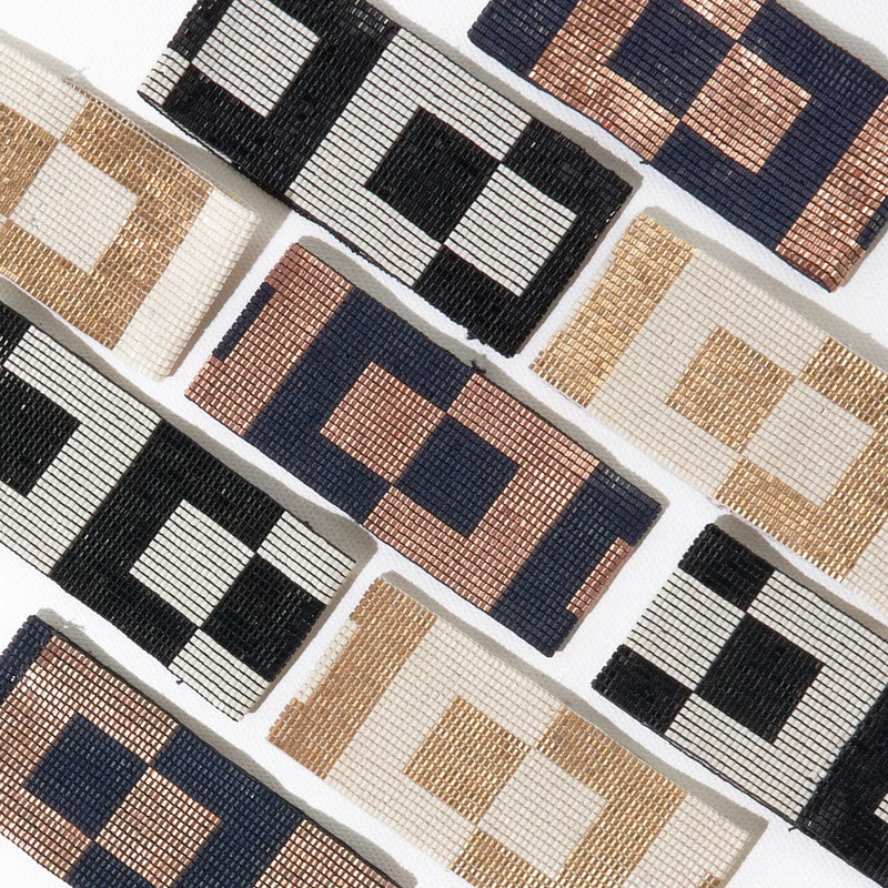 Two Color Squares Beaded Stretch Bracelet in Black