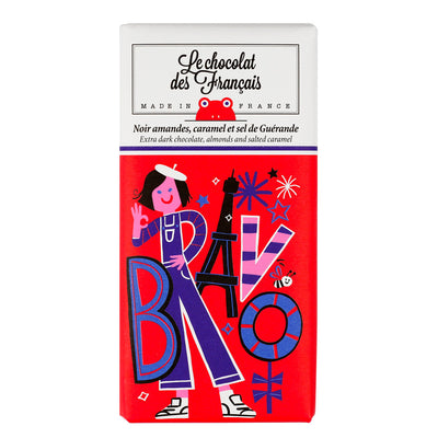 Le Chocolat Des Français: Dark chocolate, almonds, and salted caramel