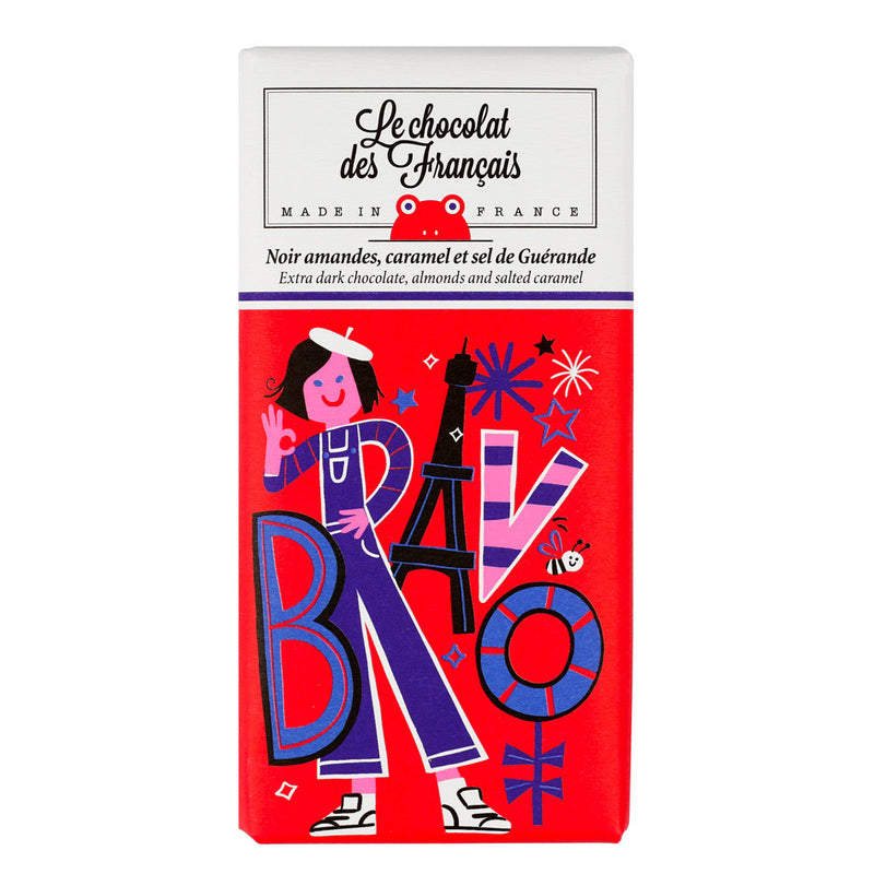 Le Chocolat Des Français: Dark chocolate, almonds, and salted caramel
