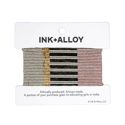 Color Block and Stripe Beaded Stretch Bracelet in Blush