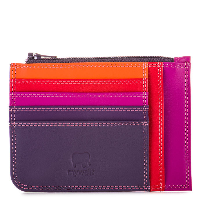 Slim Credit Card Holder with Coin Purse in Sangria