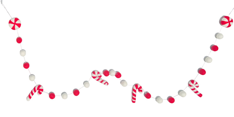 Handmade Felt Candy Cane Garland