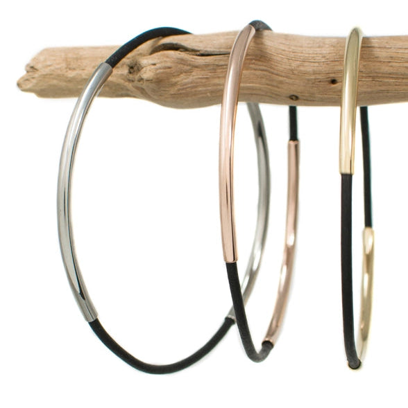 Tri-Color Leather Bangles, Matte Black