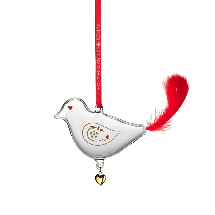 Glass Christmas Bird Ornament