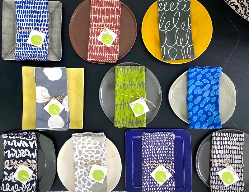 Napkins - Widget in Brick + Greige