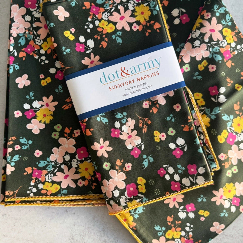 Dancing Flowers Cloth Napkins, set of four
