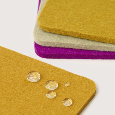 Bierfilzl: Merino Wool Felt Square Coasters in Golden Hour