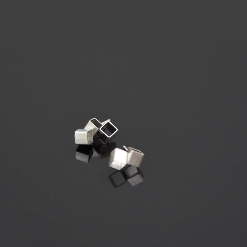 Codex Earrings, Satin Silver