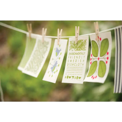 Swedish Dish Cloth, Retro Birds in Tree