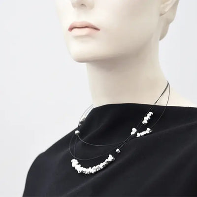 Zetta Necklace, Black + Silver