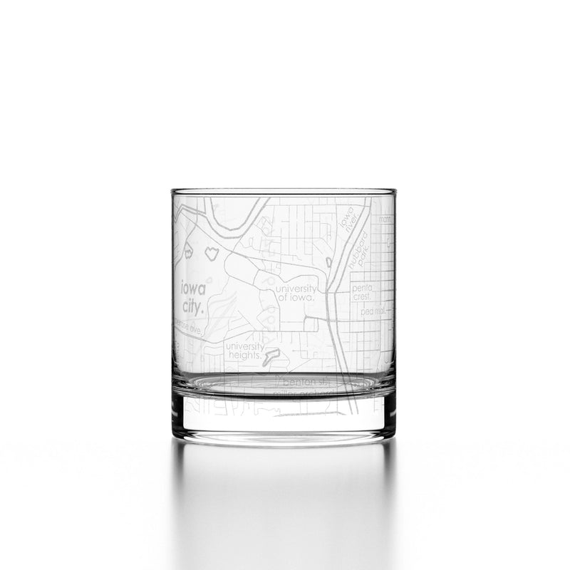 Iowa City Map Rocks Glass