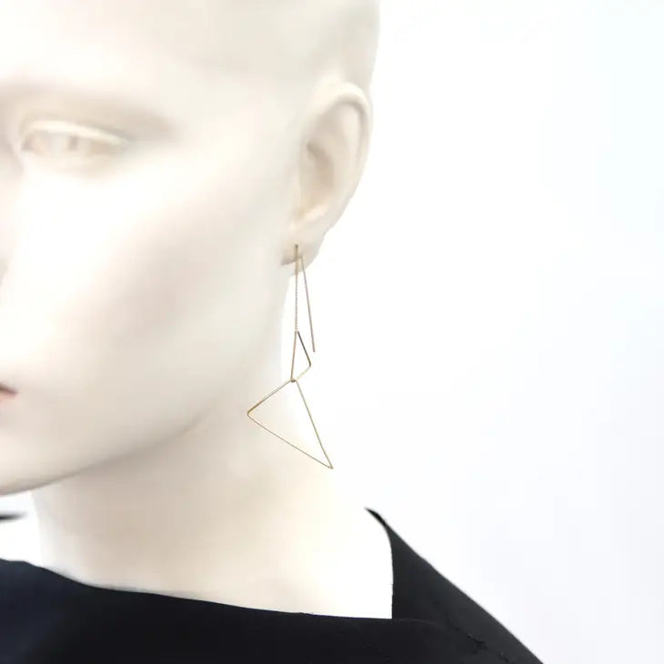 Dual Triangle Ear Drapes, Satin Gold