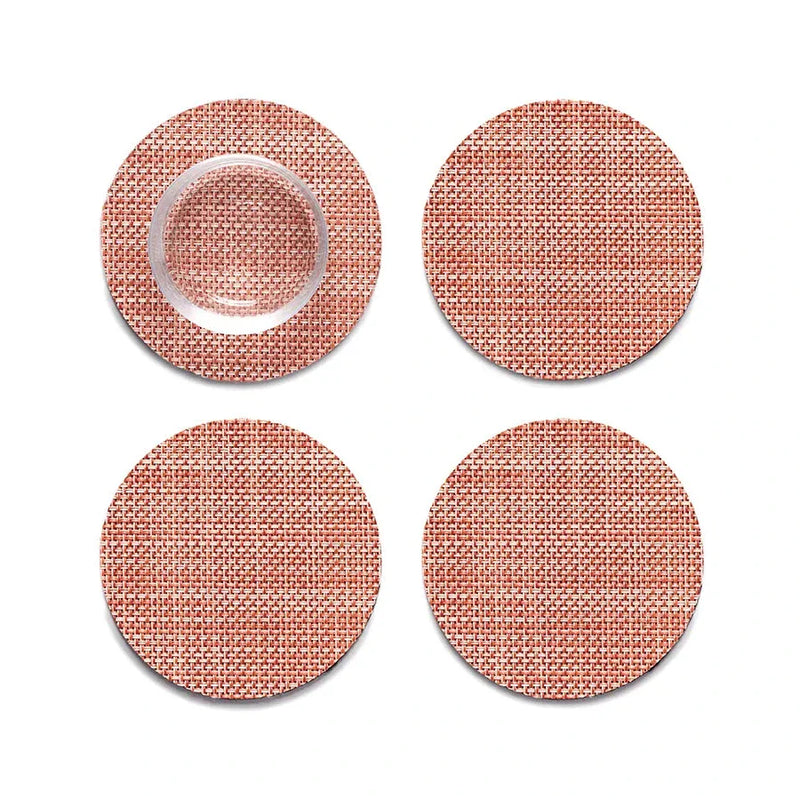 Set of 4 Mini Basketweave Coasters in Clay