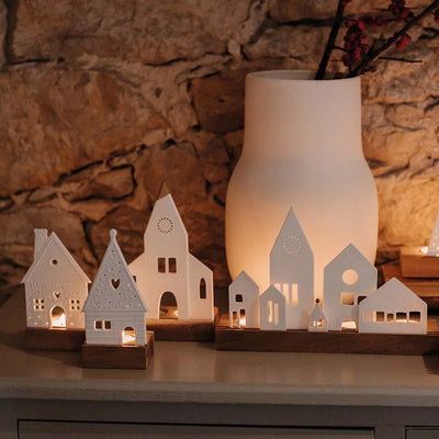 Porcelian & Wood Village Tealight