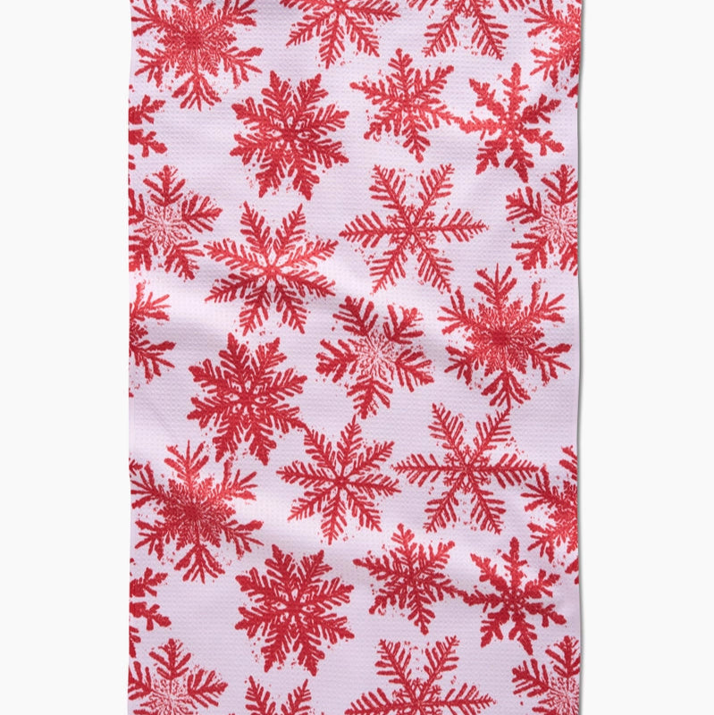 Snowy Days Red Tea Towel