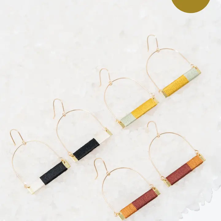 Colorblock Earrings in Chamomile and Sage