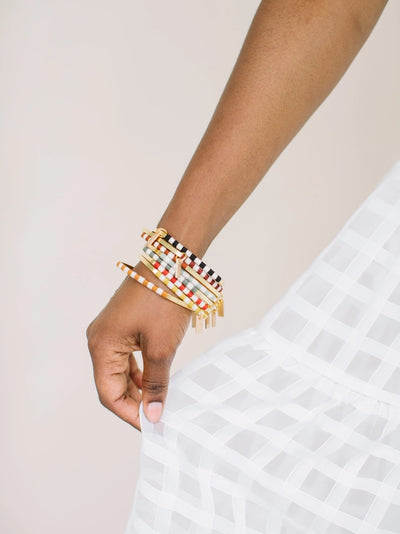 Checkerboard Bangle in Earthen and Gold