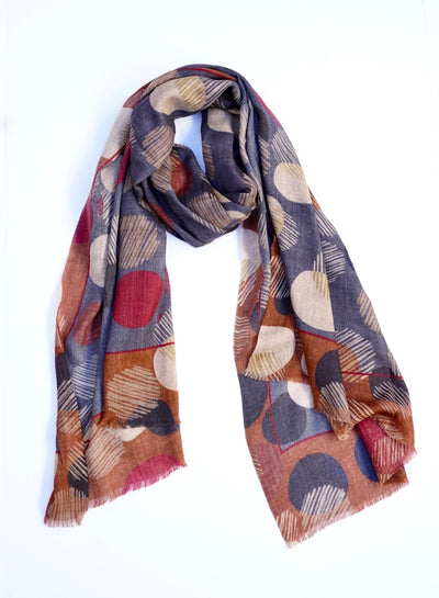 Milan Polka Wool Scarf/Wrap Blue