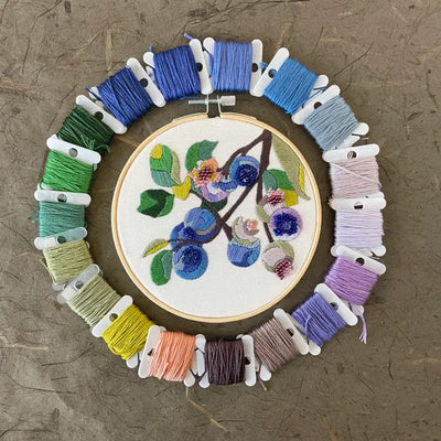 DIY Embroidery and Beadwork Kit, Blueberry Blossoms