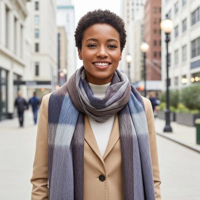 Alpaca Plaid Scarf in Mocha