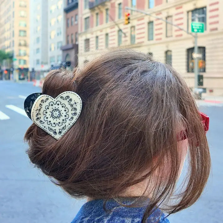 Hand-Painted Paisley Heart Claw Clip