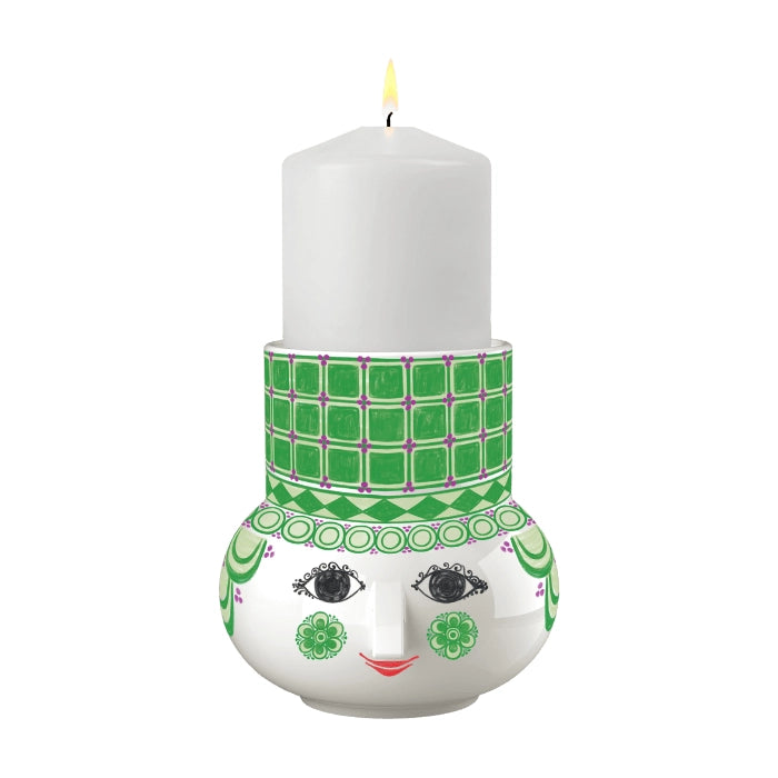 Olga Ceramic Candle Holder, Green