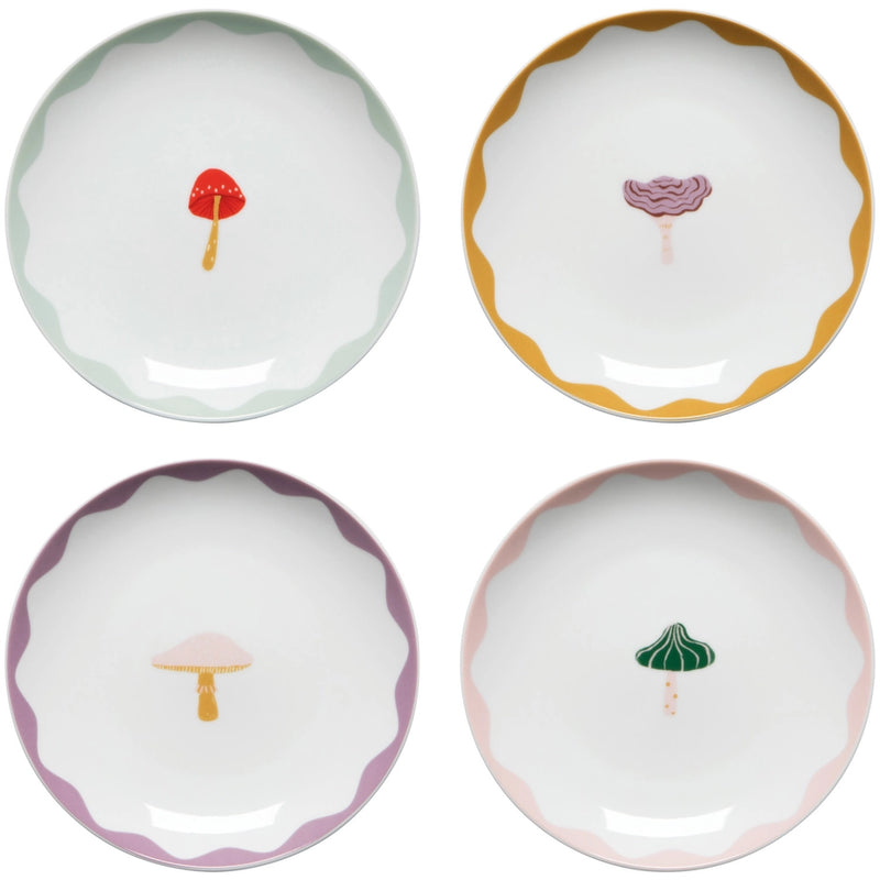 *Mushroom Gems Appetizer Plates Set of 4