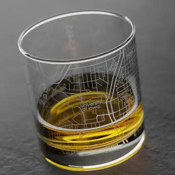 Iowa City Map Rocks Glass