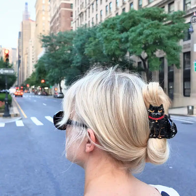Hand-Painted Kawaii Cat Claw Hair Clip, Black
