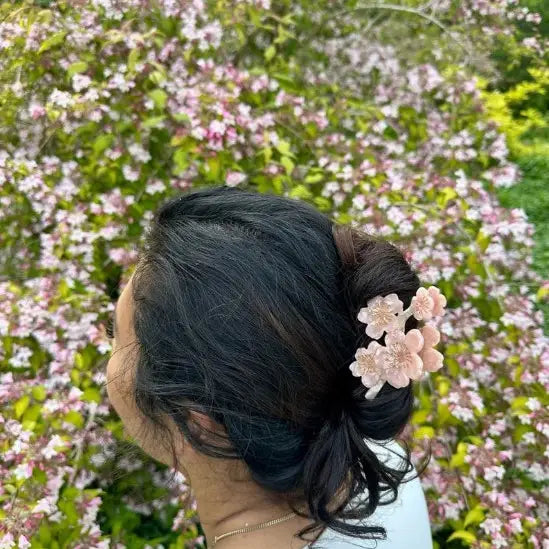 Hand-Painted Cherry Blossom Flowers Claw Clip