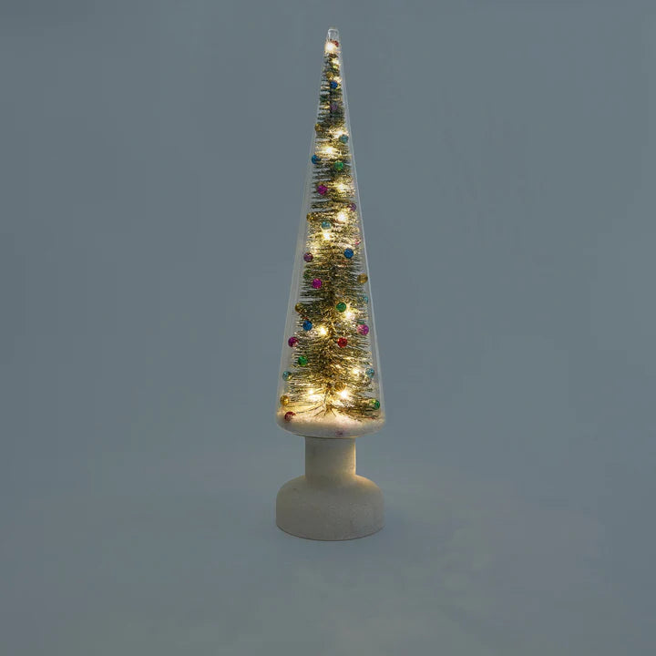 LED Snowy Wonderland Glass Lighted Tree