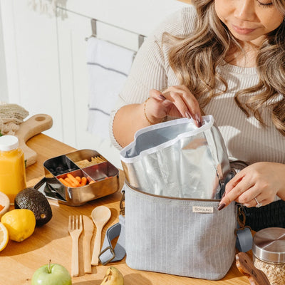 SoYoung, Pinstripe Heather Grey Petite Lunch Poche
