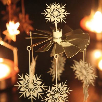 Rotary Candleholder, White Snowflake