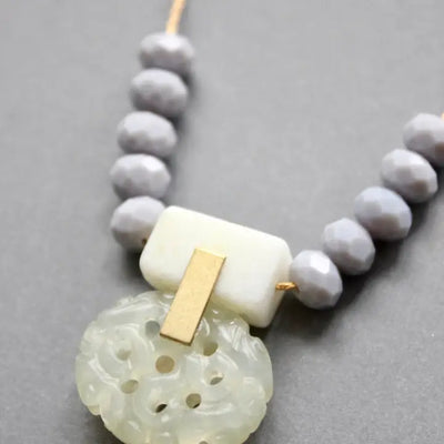 Lavender and Jade Pendant Necklace
