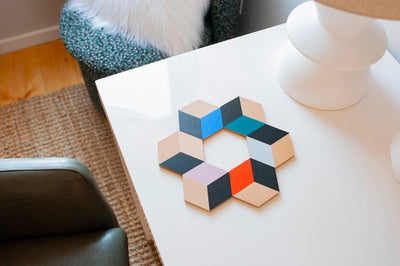 Table Tiles in Black & Beige
