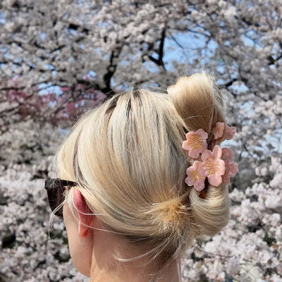 Hand-Painted Cherry Blossom Flowers Claw Clip