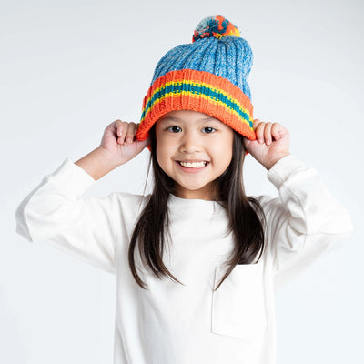 Varsity Pom Beanie in Stone Blue