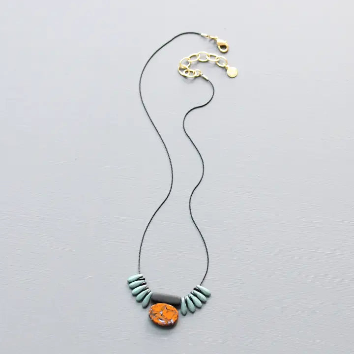Vintage Orange and Teal Necklace