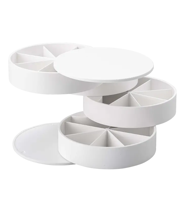 Stacked Jewelry Box with Sectioned Trays - White