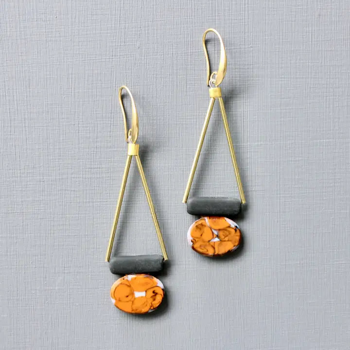 Vintage Orange Glass Earrings