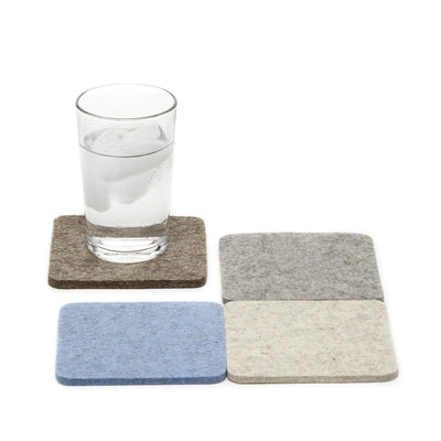 Bierfilzl Merino Wool Felt Square Coaster Pack in Cobblestone