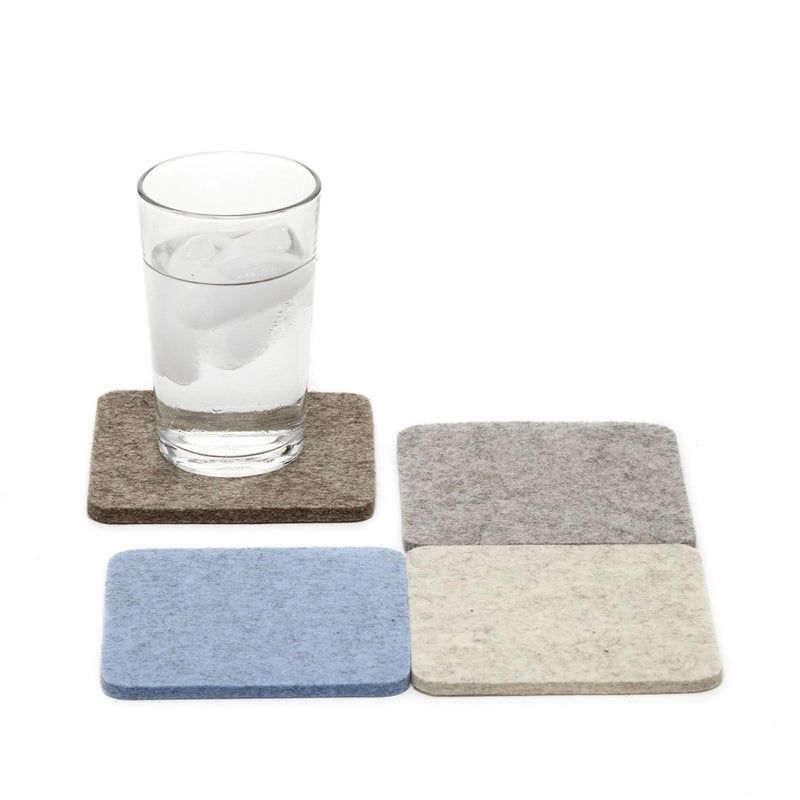 Bierfilzl Merino Wool Felt Square Coaster Pack in Cobblestone